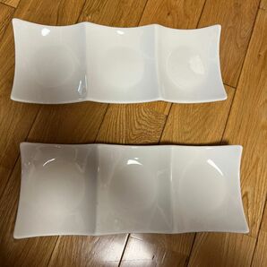 白陶器　仕切りプレート　長皿　