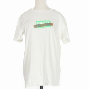 ディーゼル DIESEL ロゴ プリント Tシャツ カットソー 半袖 M 白 ホワイト レディース