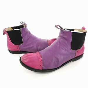  Comme des Garcons Homme pryusCOMME des GARCONS HOMME PLUS leather patchwork side-gore short boots shoes 24cm purple purple 