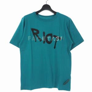 未使用品 ライオットファセッタズム RIOT FACETASM 20AW ロゴプリント Tシャツ カットソー 半袖 L 青 ターコイズ RF20AW-TEE-U01 メンズ