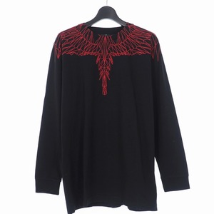 未使用品 マルセロバーロン マルセロブロン MARCELO BURLON RED WINGS レッド ウィングス クルーネック Tシャツ カットソー 長袖 S 黒