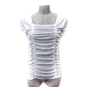 アンタイトル UNTITLED Tシャツ カットソー シャーリング 半袖 4 白 ホワイト /YI レディース