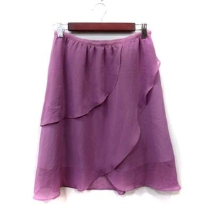 ルビーリベット Rubyrivet フレアスカート ひざ丈 シフォン 紫 パープル /YI レディース