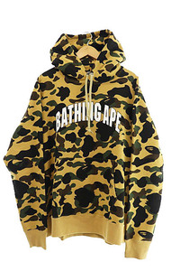 アベイシングエイプ A BATHING APE CAMO PULLOVER HOODIE カモフラ 迷彩 プルオーバー スウェット パーカー 001PPI801009M L 黄 イエロー 2