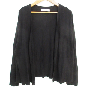  azur bai Moussy AZUL by moussy cardigan thin middle height front opening plain S black black /FF5 lady's 