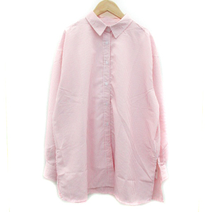アントマリーズ Aunt Marie's カジュアルシャツ 長袖 ストライプ柄 オーバーサイズ F ピンク /YM28 レディース