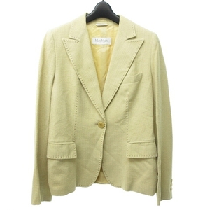  Max Mara MAX MARA white tag silk nep tailored jacket blaser single 1B stitch 42 cream color 