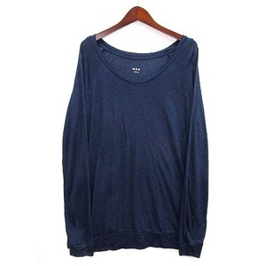  Three Dots three dotsliyo cell la gran sleeve T-shirt cut and sewn long sleeve navy navy blue S lady's 