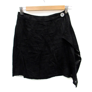 ラデュデュース Ra Dieux Dieuse ラップスカート 台形スカート ミニ丈 刺繍 9 黒 ブラック /SM30 レディース