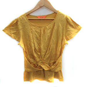  SunaUna Sunauna T-shirt cut and sewn short sleeves round neck 38 mustard yellow /SM12 lady's 