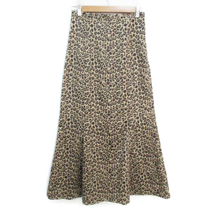  Moussy moussy flair skirt long height maxi height leopard print Leopard pattern 2 beige black black /FF35 lady's 