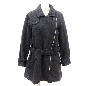  Kei Be efKBF Urban Research turn-down collar coat long cotton inside total lining wool waist Mark F charcoal gray *RY lady's 