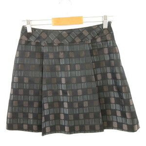  Untitled UNTITLED trapezoid skirt Mini pleat total pattern black tea 2 *A681 lady's 