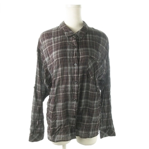  Kei Be efKBF Urban Research рубашка sia- длинный рукав roll выше большой размер проверка чай Brown /AO10 * женский 