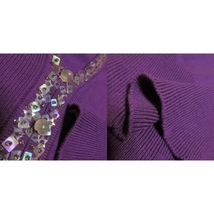 プロポーション ボディドレッシング PROPORTION BODY DRESSING ニット セーター ニットソー キーネック 七分袖 スパンコール 2 紫 パープル_画像5