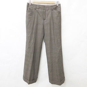  unused goods Michel Klein MICHEL KLEIN pants slacks long height stretch wool check pattern tea Brown 36 lady's 