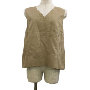  Moussy moussy the best gilet cut and sewn pull over V neck plain no sleeve FREE beige tea Brown lady's 