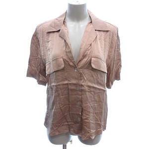  Zara ZARA shirt blouse open color short sleeves S tea Brown /AU lady's 