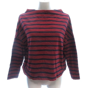  Nano Universe nano universe bus k shirt cut and sewn slash do neck border long sleeve 36 red red /AU #MO lady's 