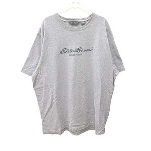 エディーバウアー EDDIE BAUER Tシャツ カットソー 半袖 クルーネック ロゴプリント XL グレー /CT ■MO レディース