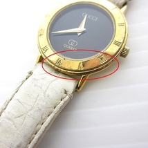 グッチ GUCCI 腕時計 クオーツ 2針 アナログ レザーベルト 白 ホワイト ゴールドカラー ■SM0 レディース_画像7