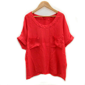  Body Dressing Deluxe blouse cut and sewn . minute sleeve round neck roll up plain 36 red red /MS8 lady's 