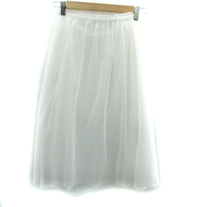 クイーンズコート QUEENS COURT チュールスカート フレアスカート ミモレ丈 5 大きいサイズ 白 ホワイト /SM22 レディース