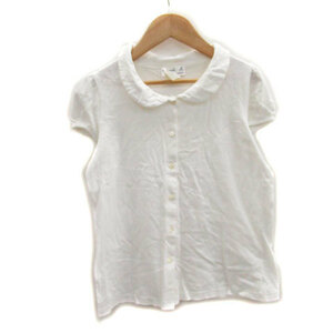  Agnes B agnes b. shirt blouse short sleeves round color 1 white /MS19 lady's 