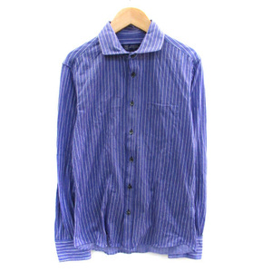  M ke- Michel Klein Homme MK MICHEL KLEIN HOMME casual shirt long sleeve stripe pattern 46 blue blue white white /SM20 men's 