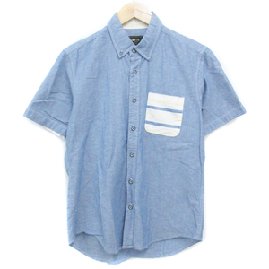 メイルアンドコー MALE&Co カジュアルシャツ シャンブレー 半袖 ボタンダウン M 青 ブルー /FF39 ■MO メンズ