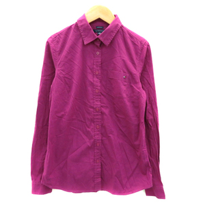  Tommy Hilfiger TOMMY HILFIGER shirt blouse long sleeve plain XS purple /YK10 lady's 