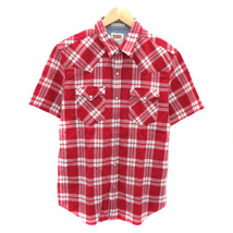 リーバイス Levi's カジュアルシャツ 半袖 チェック柄 M 赤 レッド 白 ホワイト /YK16 メンズ_画像1