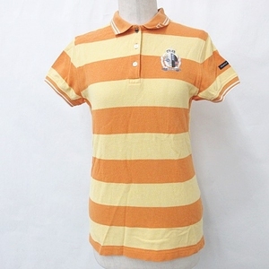 マスターバニー MASTER BUNNY EDITION ゴルフ ポロシャツ 半袖 ボーダー 刺繍 綿 オレンジ 黄 イエロー 1 レディース