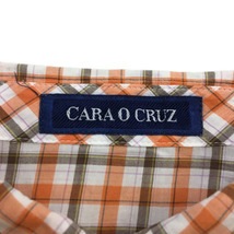 キャラオクルス CARA O CRUZ シャツ ブラウス スタンダード チェック ロールアップ 五分袖 11 オレンジ 白 ホワイト レディース_画像5