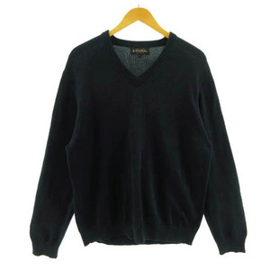  Brooks Brothers BROOKS BROTHERS knitted V neck long sleeve cotton thick navy navy blue L men's 