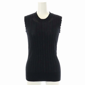 アンフィル unfil high twist cotton ribbed-knit sleeveless top ハイウエストコットンリブ カットソー ノースリーブ 1 黒 ブラック