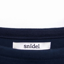 スナイデル snidel バックギャザー カットソー Tシャツ 五分袖 ボートネック バルーン袖 スリット 無地 綿 F ネイビー 紺 /FT18 レディース_画像3