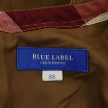 ブルーレーベルクレストブリッジ BLUE LABEL CRESTBRIDGE コーデュロイ ジャンパースカート ワンピース ミニ Vネック 38 茶 ブラウン /DF_画像3