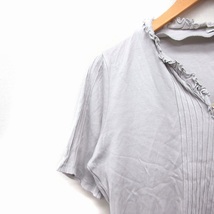 スキャパ SCAPA フリル カットソー Tシャツ 半袖 オープンネック 無地 コットン 綿 42 ライトグレー /FT31 レディース_画像5