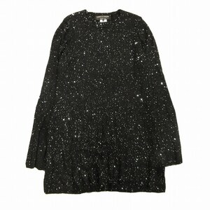 極美品 19aw コムデギャルソンオムプリュス COMME des GARCONS スパンコール ニット ワンピース ランウェイ着用 M ブラック メンズ