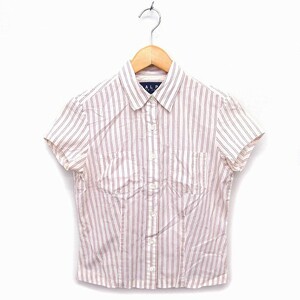  Ralph Lauren RALPH LAUREN domestic regular goods shirt blouse turn-down collar cotton cotton .. feeling stripe short sleeves 9 red red /NT12