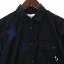 ディーゼル DIESEL カジュアルシャツ 長袖 レギュラーカラー 刺繍 ロゴ S 黒 ブラック /UY11 ■GY09 メンズ_画像4