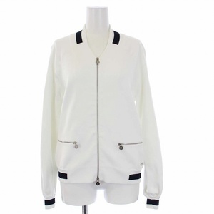  Chanel CHANEL 2017 year of model here Mark knitted cardigan blouson jacket Zip up 34 XS white white P55886K07356