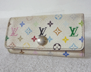 ルイ・ヴィトン　LOUIS VUITTON　マルチカラー　白　PVC　４連　キーケース