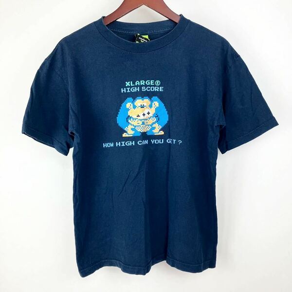 XLARGE エクストララージ 半袖 Tシャツ メンズ S 紺 ネイビー プリント ロゴ カジュアル ストリート アメカジ 90年代 ゴリラ ウェア
