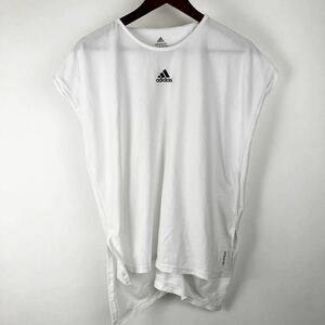 adidas Adidas no sleeve T-shirt lady's XS/ S white white simple casual sport training wear Jim yoga 