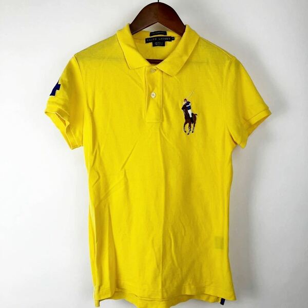 POLO RALPH LAUREN ラルフローレン 半袖 ポロシャツ レディース M 黄 イエロー カジュアル golf ゴルフ ビッグポニー ウェア 刺繍