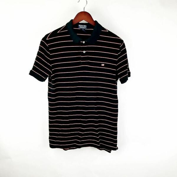 RALPH LAUREN ラルフローレン POLO ボーダー柄 綿100% ブラック Mサイズ 普段着 オシャレ着 スポーツ トレーニング ゴルフウェア ロゴ 刺繍