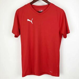 PUMA プーマ 半袖 Tシャツ メンズ S 赤 レッド スポーツ トレーニング DRYCELL ドライ 速乾 カジュアル ウェア Ｖネック シンプル