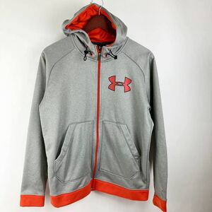 UNDER ARMOUR アンダーアーマー スウェット パーカー メンズ SM グレー オレンジ カジュアル スポーツ ジップアップ シンプル ロゴ